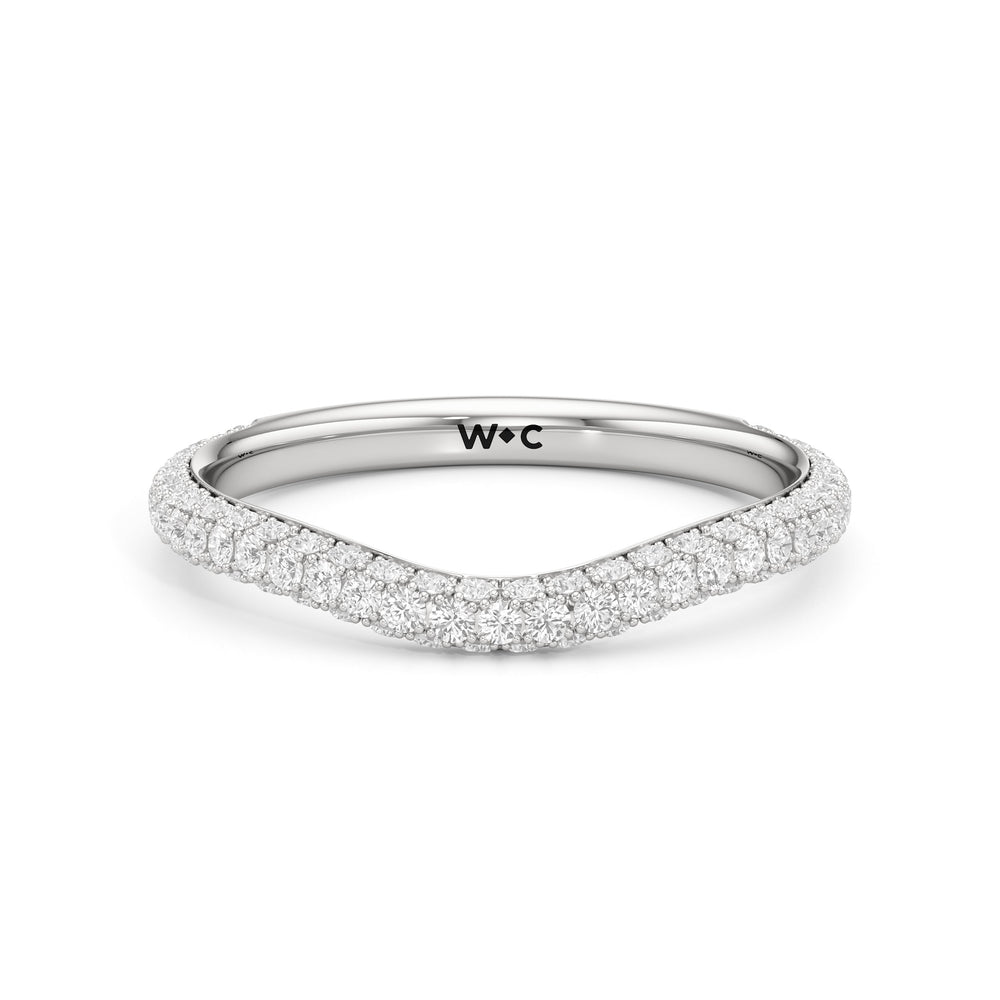 The Juliet Three Stone Diamond Wedding Band with Platinum Cut Diamond in 14KT Platinum view 1
