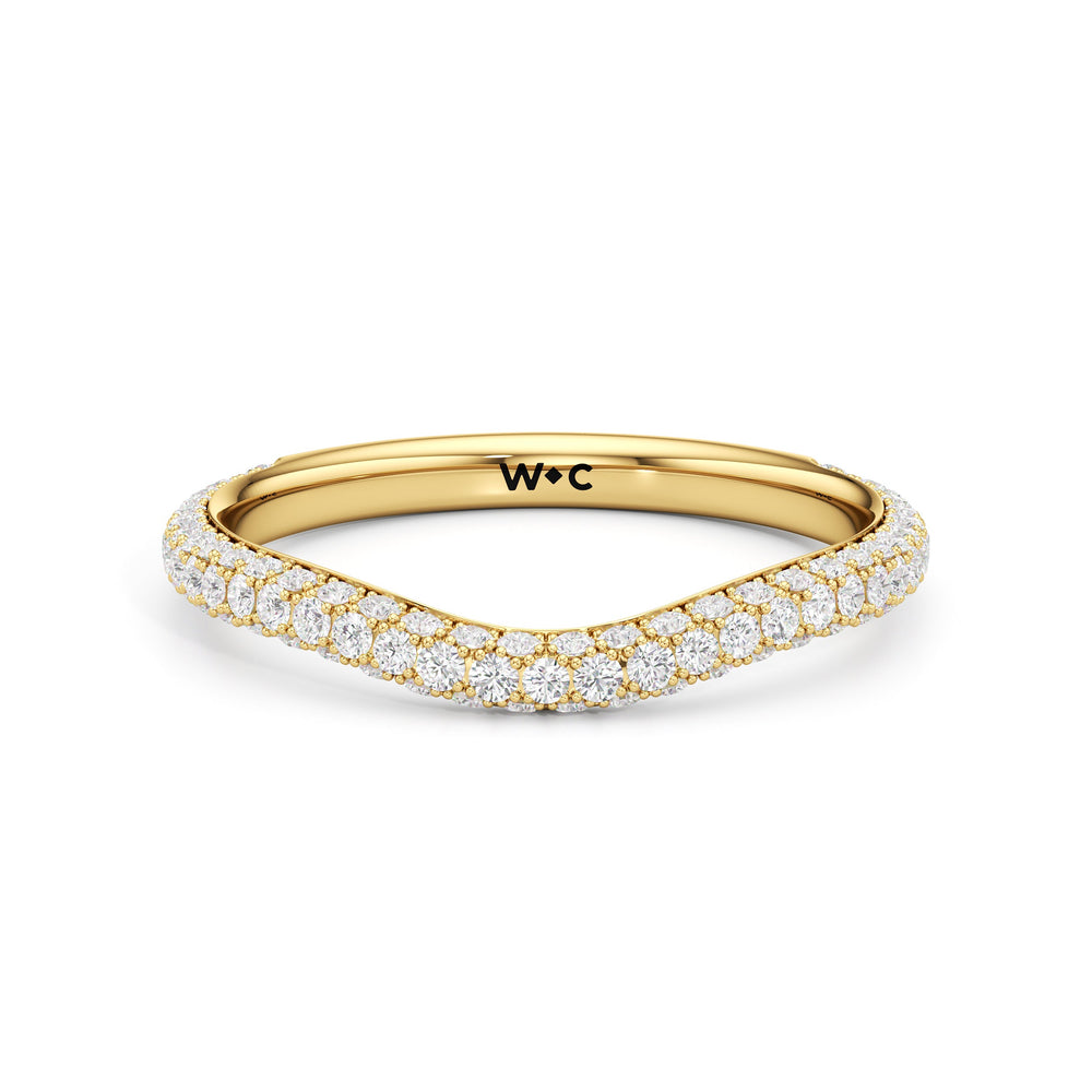 The Juliet Three Stone Diamond Wedding Band with 18KT Yellow Gold Cut Diamond in 14KT Yellow Gold view 1
