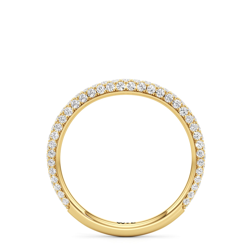 The Juliet Three Stone Diamond Wedding Band with 18KT Yellow Gold Cut Diamond in 14KT Yellow Gold view 2
