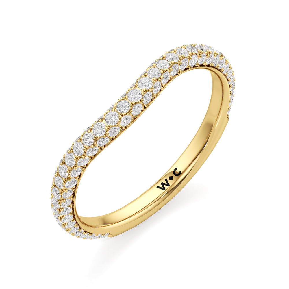 The Juliet Three Stone Diamond Wedding Band with 18KT Yellow Gold Cut Diamond in 14KT Yellow Gold view 3
