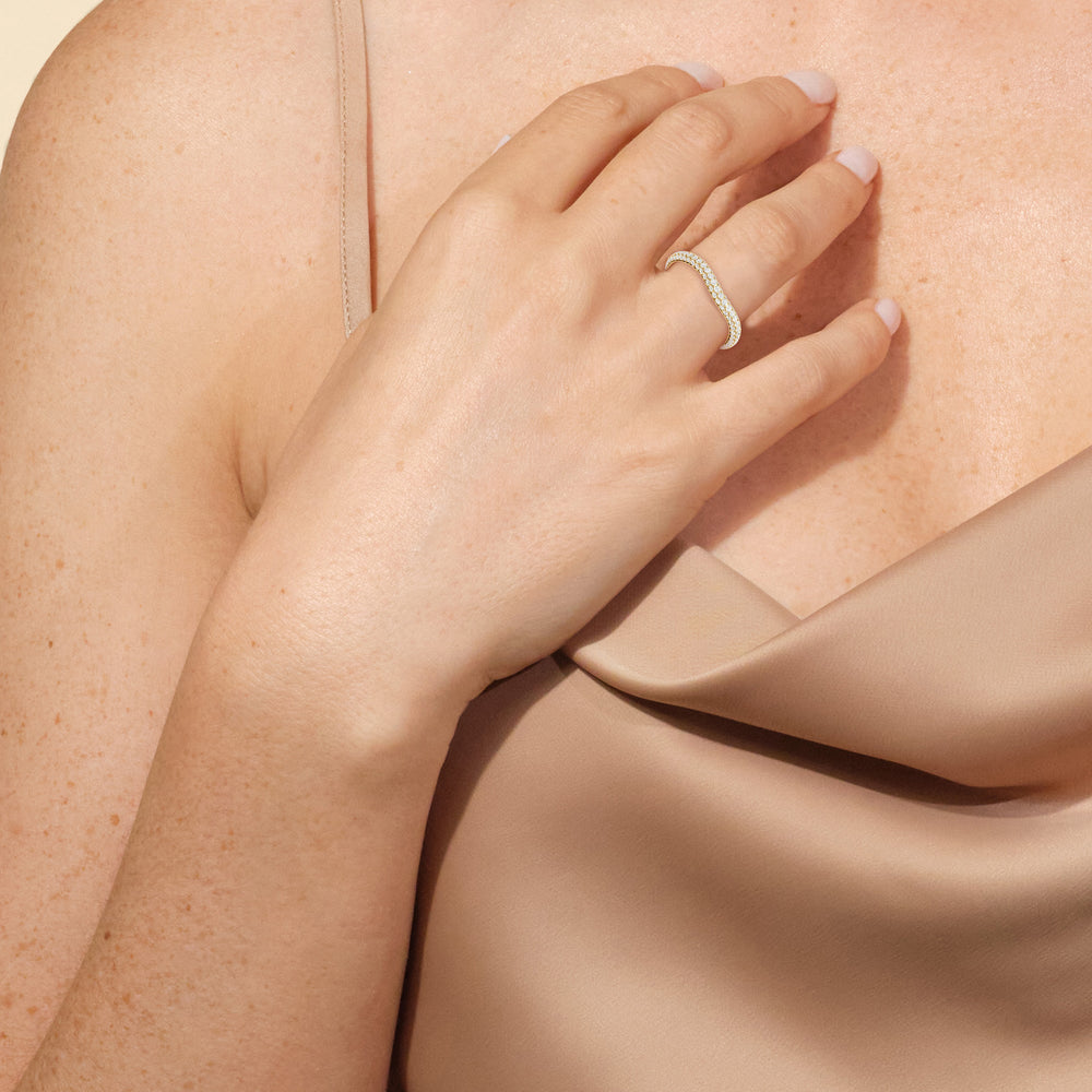 The Juliet Three Stone Diamond Wedding Band with 18KT Rose Gold Cut Diamond in 14KT Rose Gold view 6
