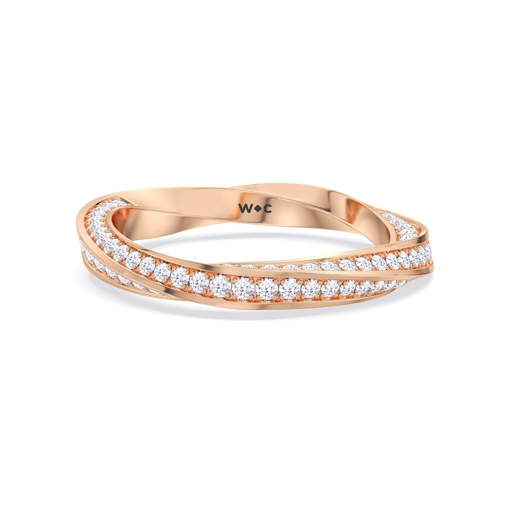 The Bond Diamond Wedding Band with 18KT Rose Gold Cut Diamond in 14KT Rose Gold view 2
