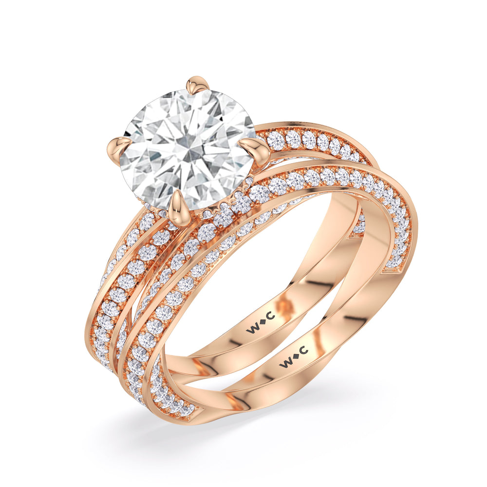 The Bond Diamond Wedding Band with 18KT Rose Gold Cut Diamond in 14KT Rose Gold view 4
