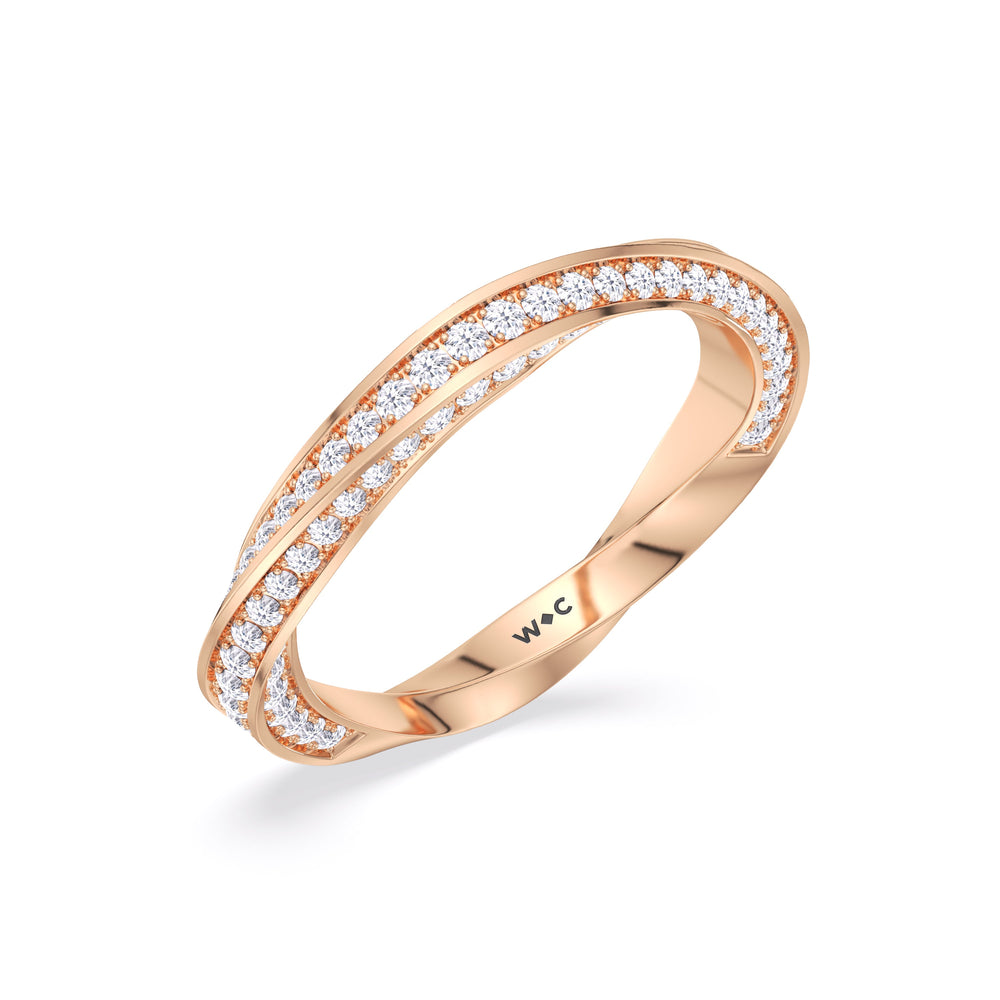 The Bond Diamond Wedding Band with 18KT Rose Gold Cut Diamond in 14KT Rose Gold view 5
