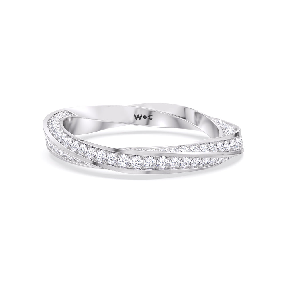 The Bond Diamond Wedding Band with Platinum Cut Diamond in 14KT Platinum view 2
