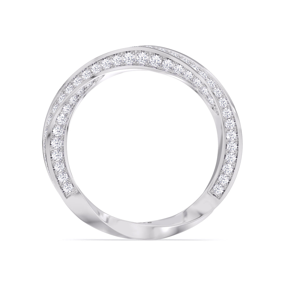 The Bond Diamond Wedding Band with Platinum Cut Diamond in 14KT Platinum view 3

