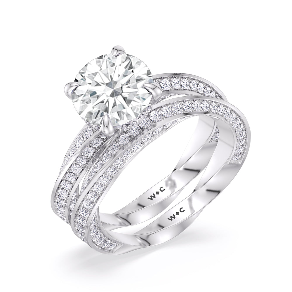 The Bond Diamond Wedding Band with Platinum Cut Diamond in 14KT Platinum view 4
