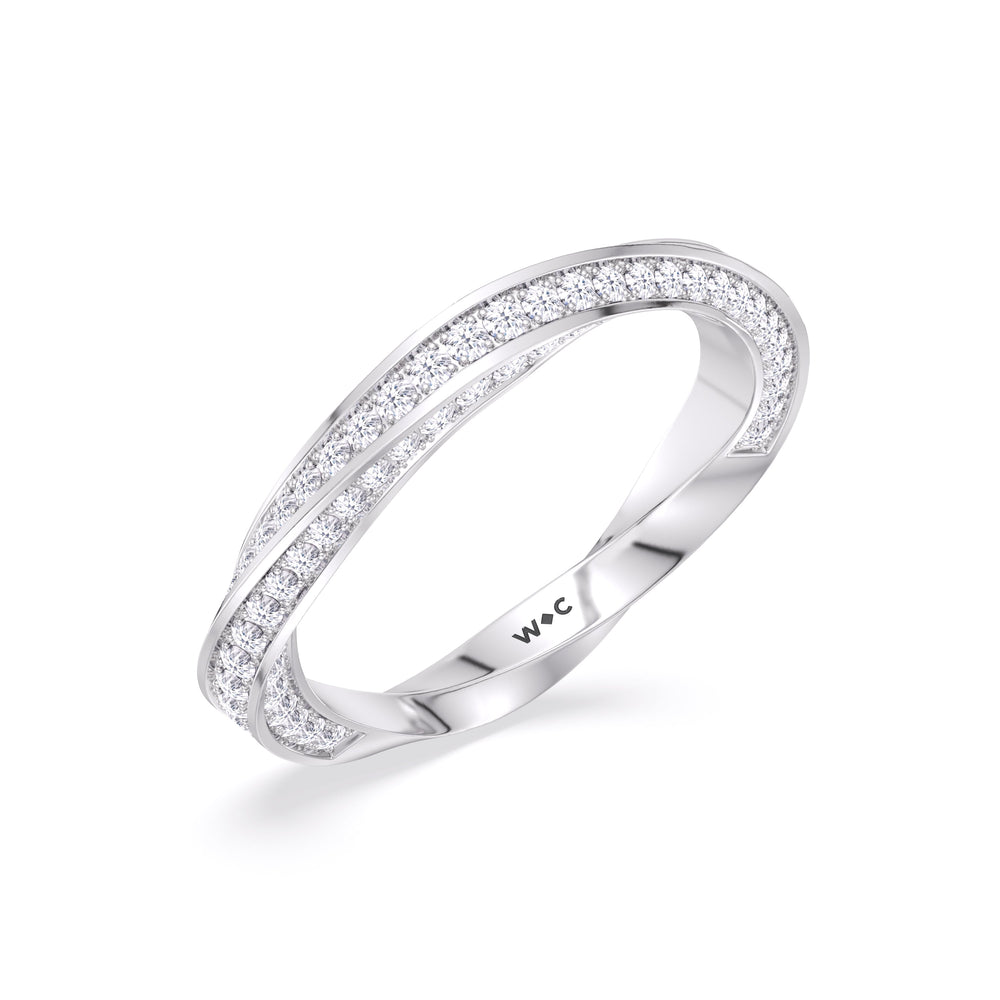 The Bond Diamond Wedding Band with Platinum Cut Diamond in 14KT Platinum view 5
