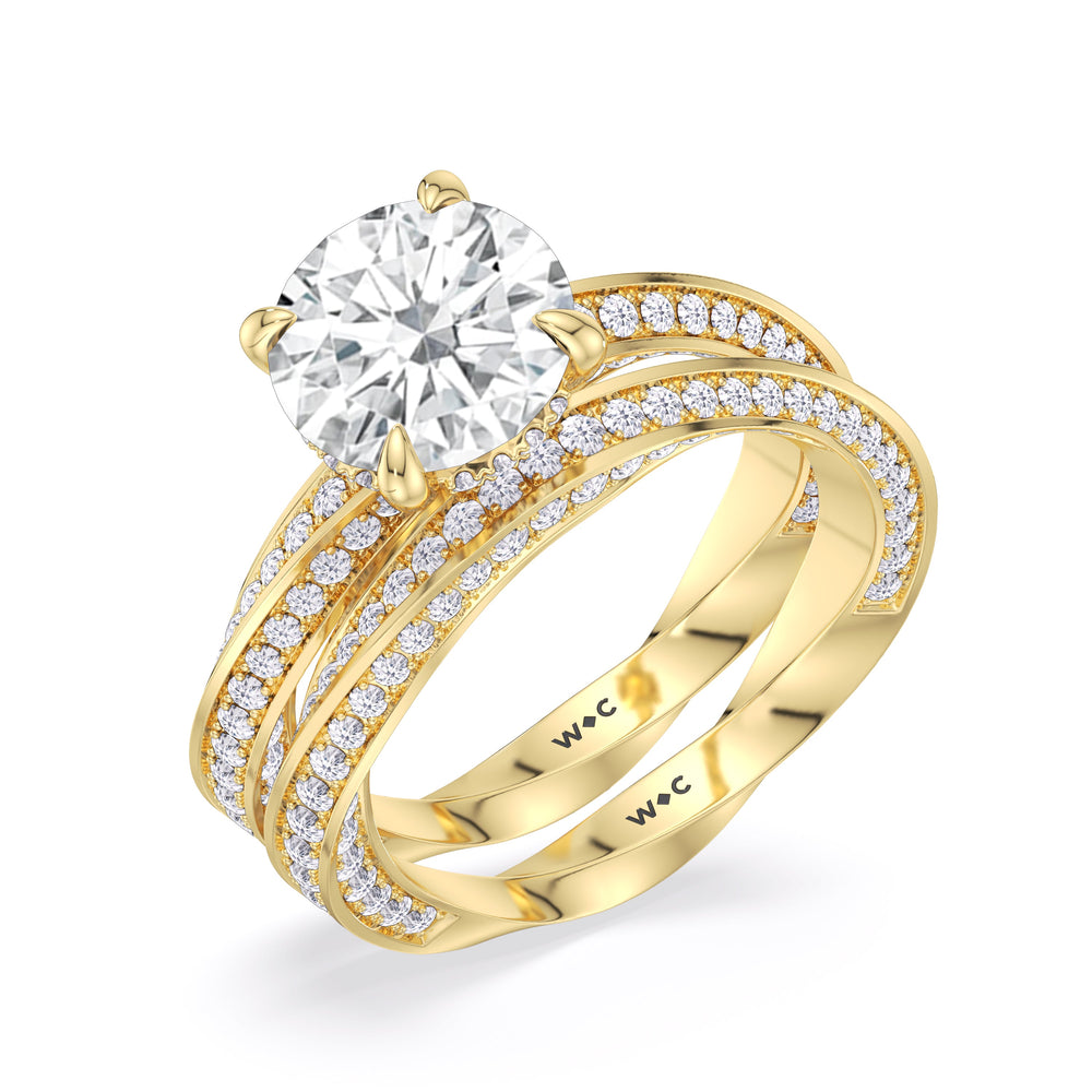 The Bond Diamond Wedding Band with 18KT Yellow Gold Cut Diamond in 14KT Yellow Gold view 4
