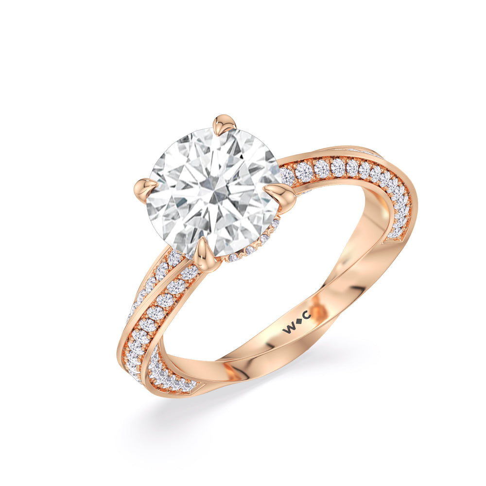 The Bond Engagement Ring with Round Cut Diamond in 14KT Rose Gold view 4
