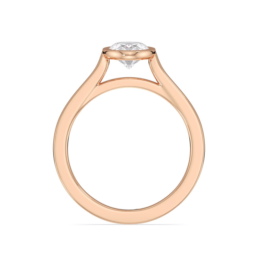 Fine Bezel Solitaire Engagement Ring with Oval Cut Diamond in 14KT Rose Gold view 2
