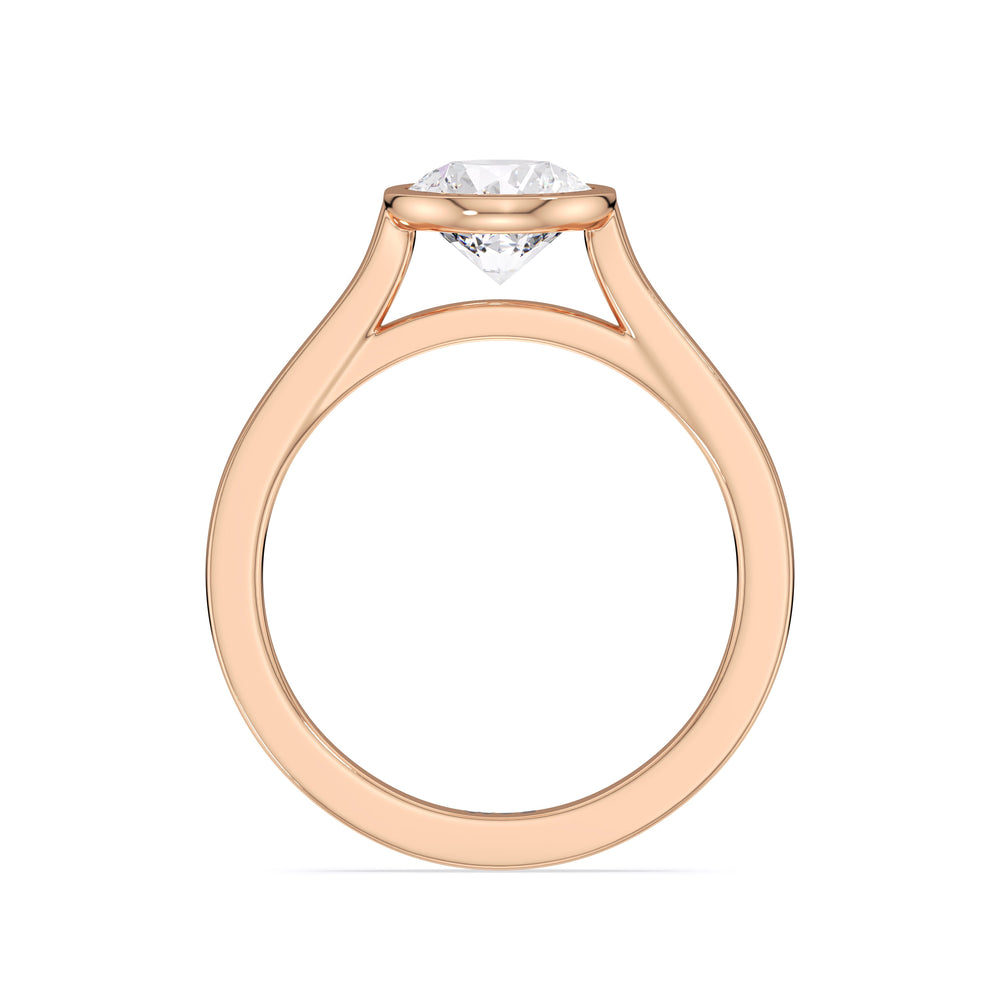 Fine Bezel Solitaire Engagement Ring with Round Cut Diamond in 14KT Rose Gold view 2
