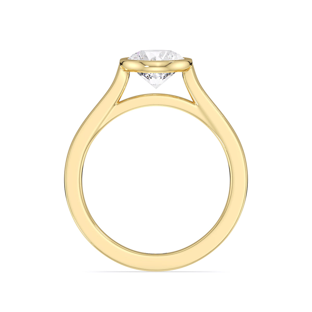 Fine Bezel Solitaire Engagement Ring with Round Cut Diamond in 14KT Yellow Gold view 2

