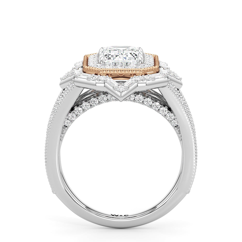 Emerald Cut The San Remo Ring (E+ VVS+) with Lab Grown Diamond in 14KT White & Rose Gold view 3
