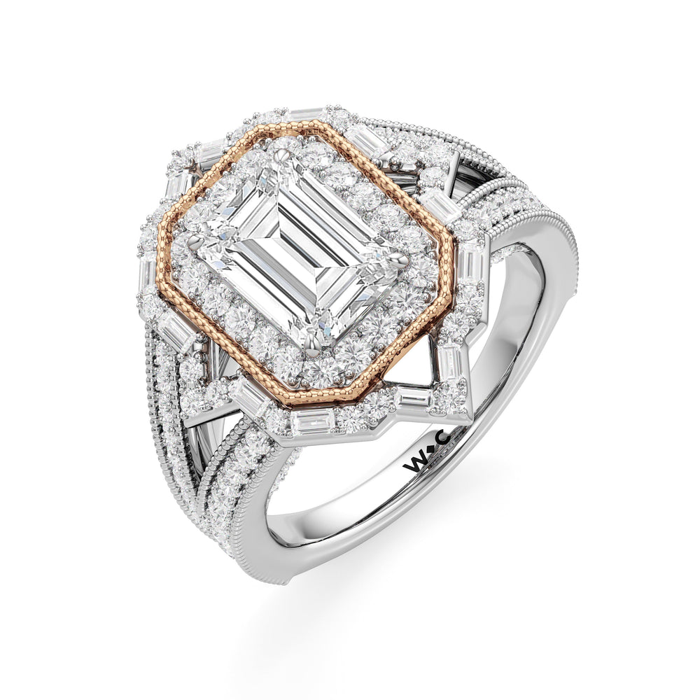 Emerald Cut The San Remo Ring (E+ VVS+) with Lab Grown Diamond in 14KT White & Rose Gold view 4
