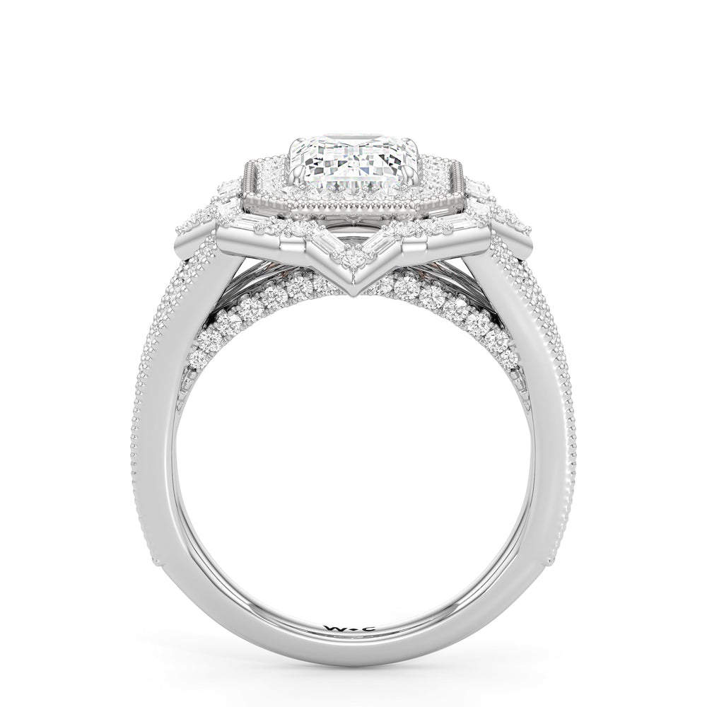 Emerald Cut The San Remo Ring (E+ VVS+) with Lab Grown Diamond in 14KT Platinum view 3
