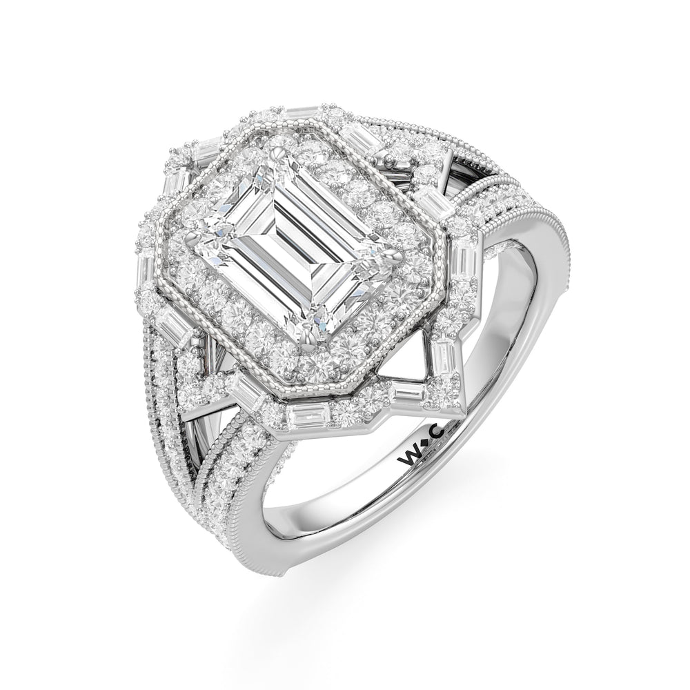 Emerald Cut The San Remo Ring (E+ VVS+) with Lab Grown Diamond in 14KT Platinum view 4
