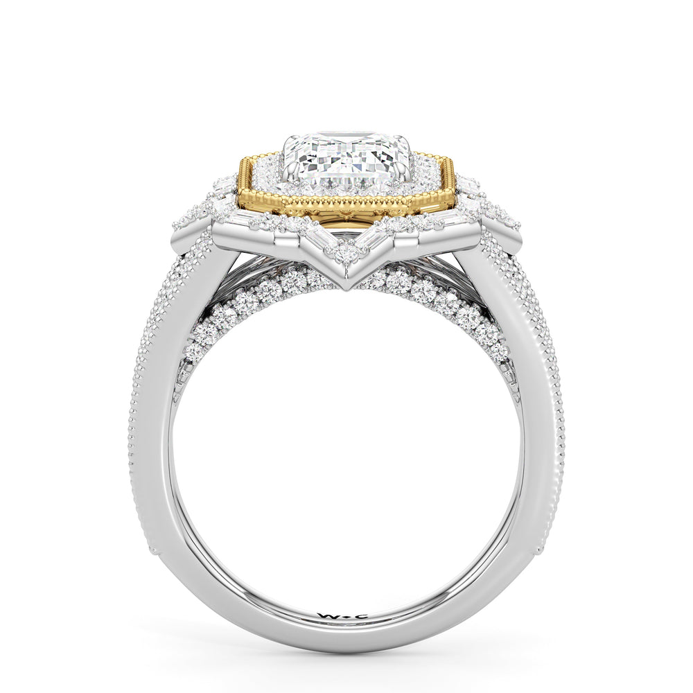Emerald Cut The San Remo Ring (E+ VVS+) with Lab Grown Diamond in 14KT White & Yellow Gold view 3
