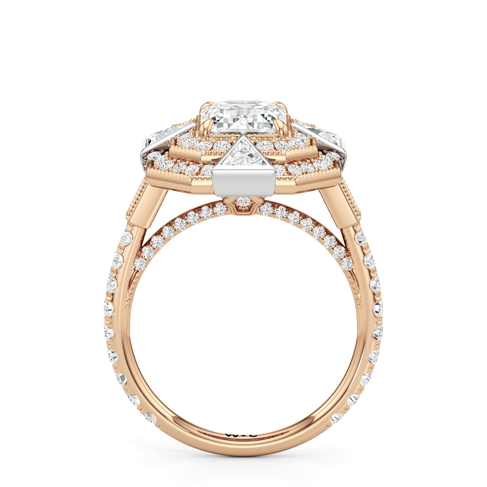 Emerald Cut The Artisanne Ring (E+ VVS+) with Lab Grown Diamond in 14KT White & Rose Gold view 3
