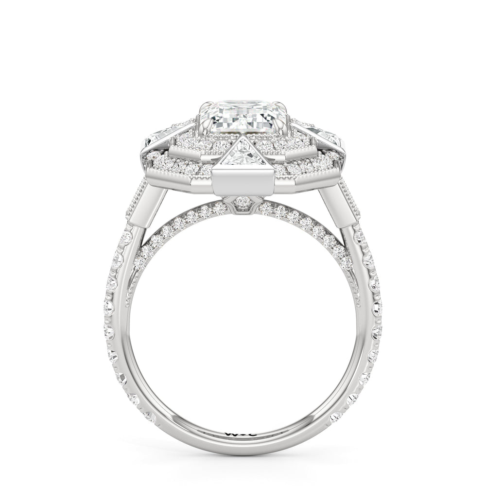 Emerald Cut The Artisanne Ring (E+ VVS+) with Lab Grown Diamond in 14KT Platinum view 3
