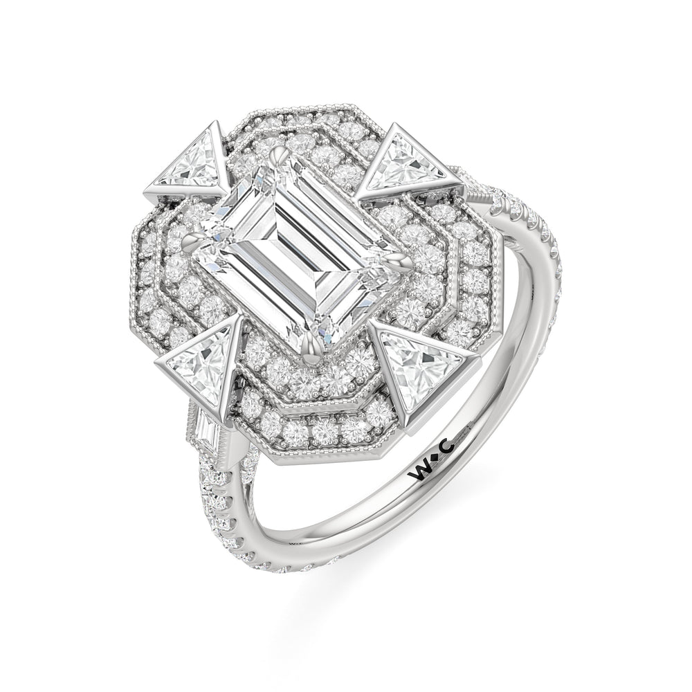 Emerald Cut The Artisanne Ring (E+ VVS+) with Lab Grown Diamond in 14KT Platinum view 4
