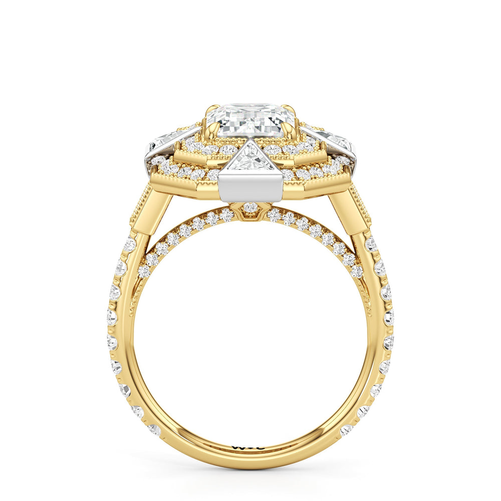 Emerald Cut The Artisanne Ring (E+ VVS+) with Lab Grown Diamond in 14KT White & Yellow Gold view 3
