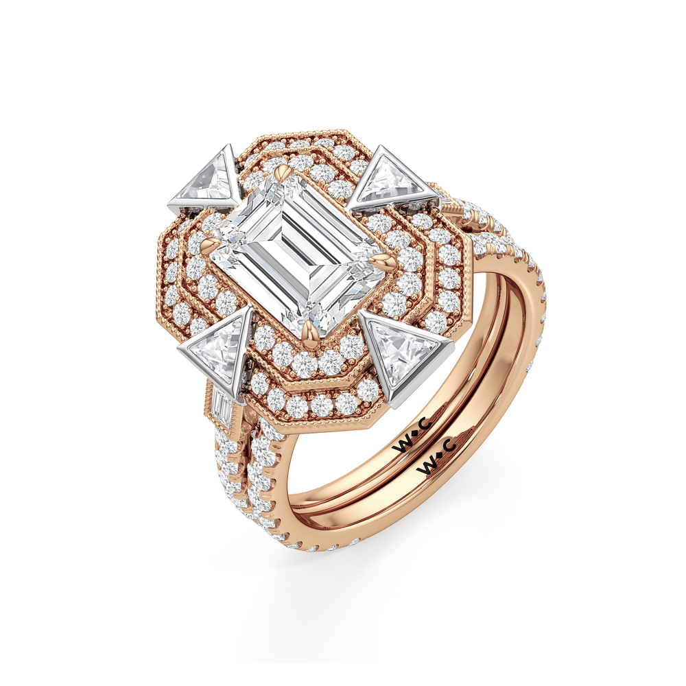 The Artisanne Diamond Wedding Band with 18KT Rose Gold Cut Diamond in 14KT Rose Gold view 7
