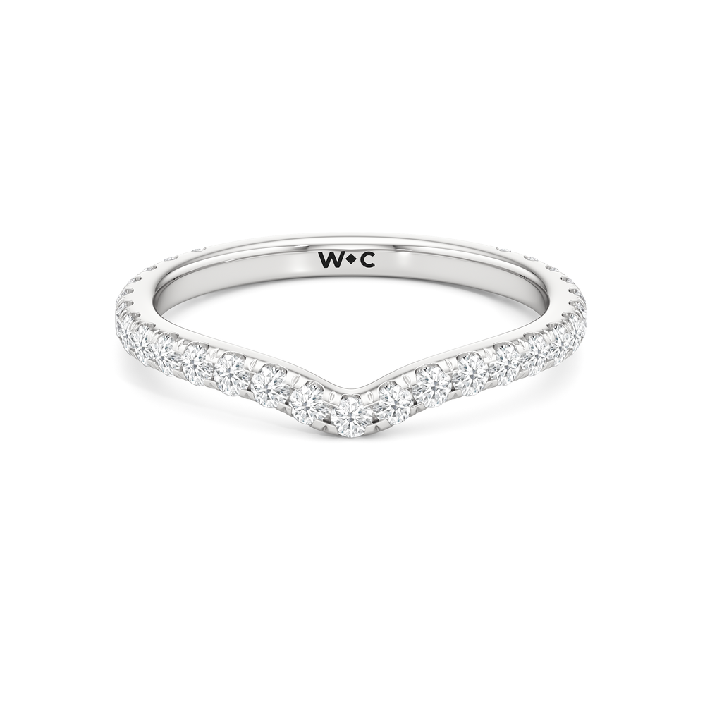 The Artisanne Diamond Wedding Band with Platinum Cut Diamond in 14KT Platinum view 1
