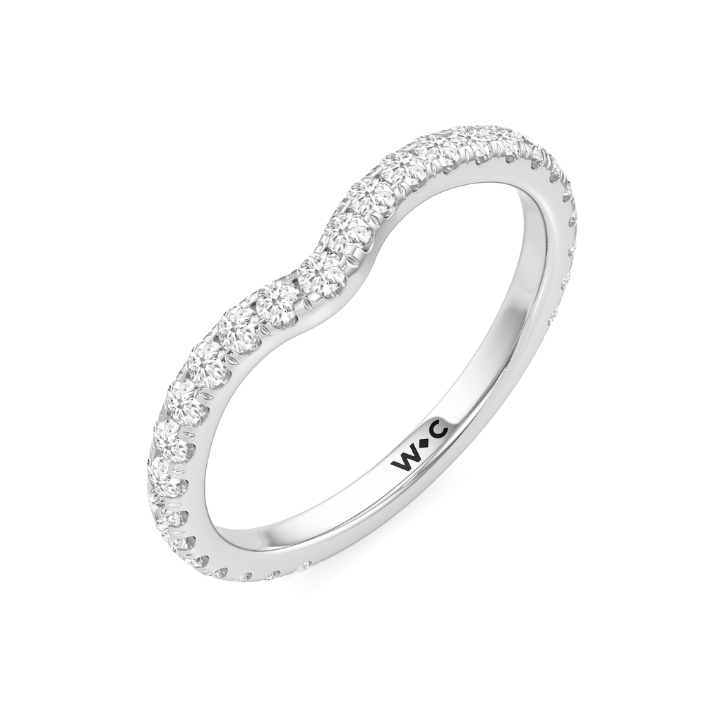 The Artisanne Diamond Wedding Band with Platinum Cut Diamond in 14KT Platinum view 6
