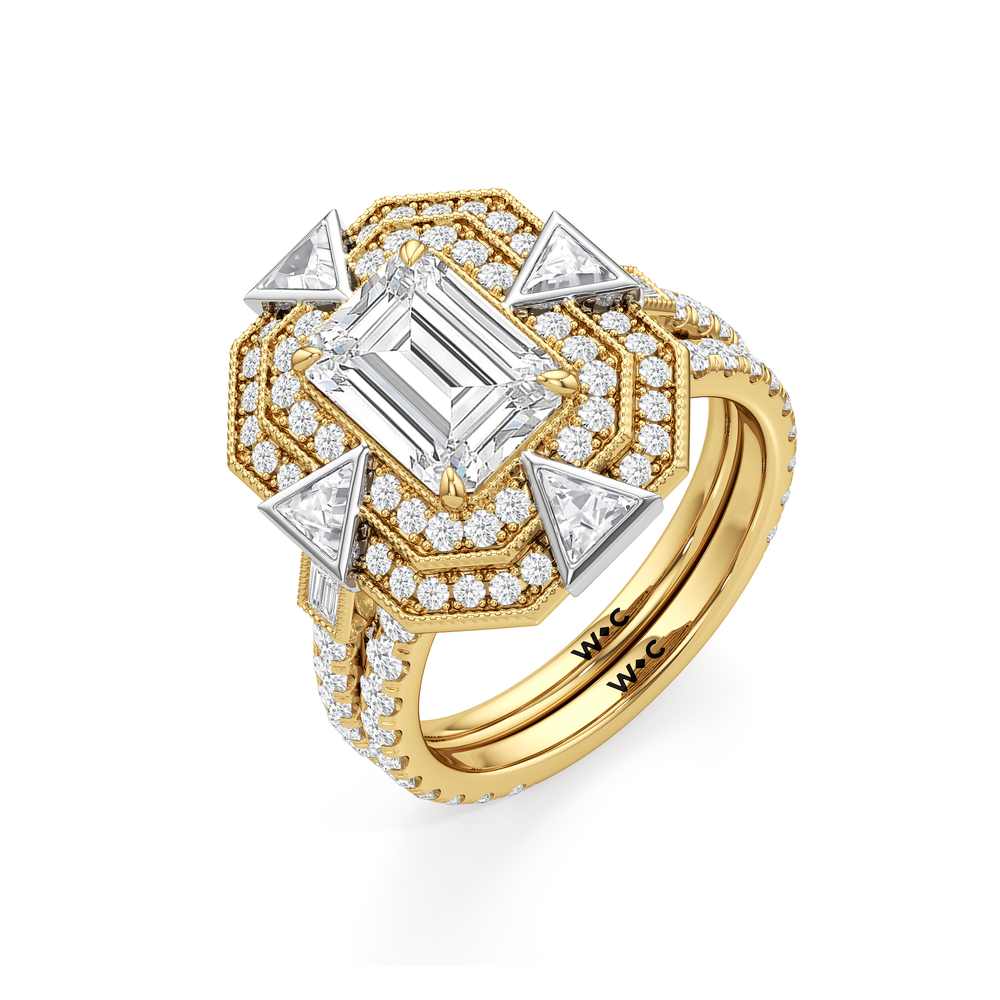 The Artisanne Diamond Wedding Band with 18KT Yellow Gold Cut Diamond in 14KT Yellow Gold view 7
