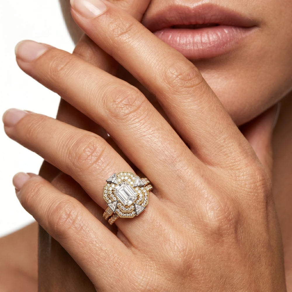 The Artisanne Diamond Wedding Band with 18KT Yellow Gold Cut Diamond in 14KT Yellow Gold view 4
