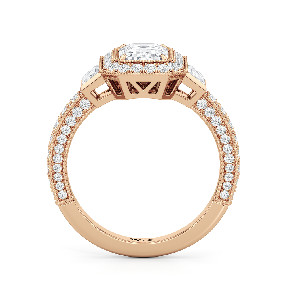 Emerald Cut The Steinman Ring with Lab Grown Diamond in 14KT Rose Gold view 3
