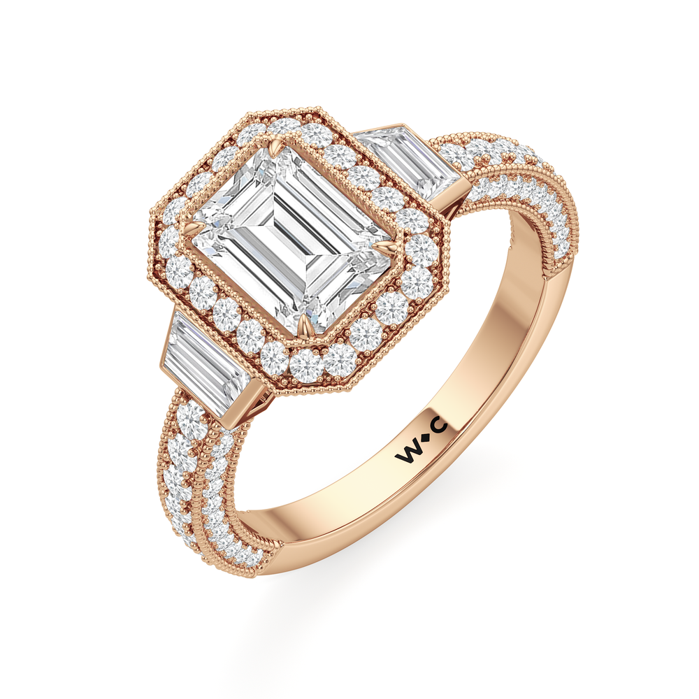 Emerald Cut The Steinman Ring with Lab Grown Diamond in 14KT Rose Gold view 4
