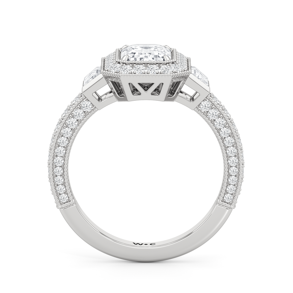 Emerald Cut The Steinman Ring with Lab Grown Diamond in 14KT Platinum view 3
