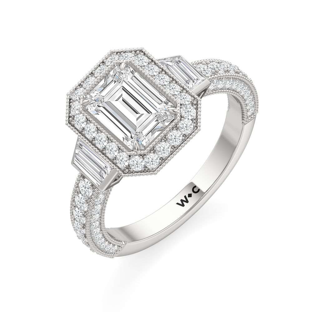 Emerald Cut The Steinman Ring with Lab Grown Diamond in 14KT Platinum view 4
