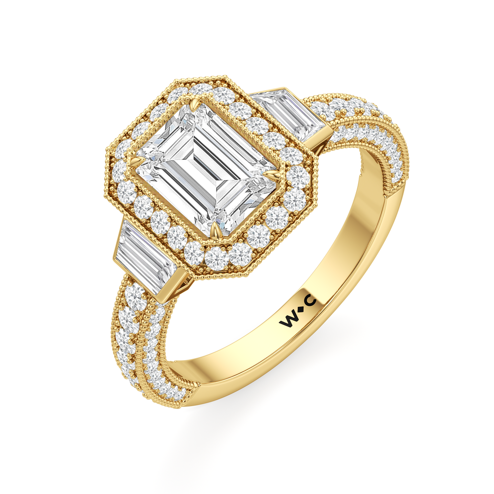 Emerald Cut The Steinman Ring with Lab Grown Diamond in 14KT Yellow Gold view 4
