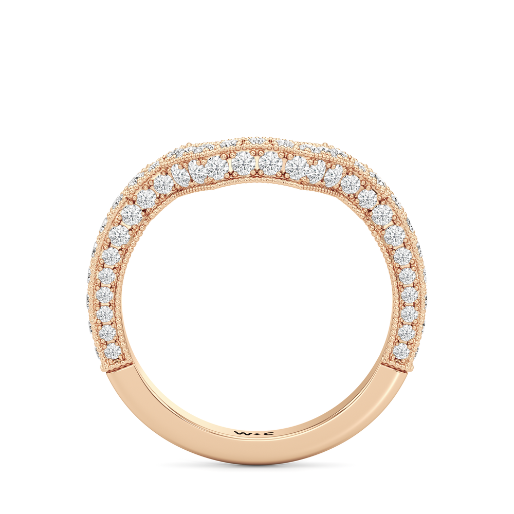The Steinman Diamond Wedding Band with 18KT Rose Gold Cut Diamond in 14KT Rose Gold view 4
