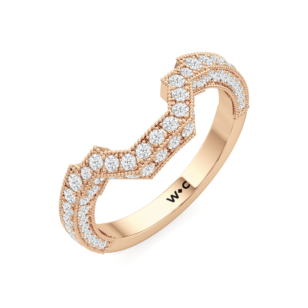 The Steinman Diamond Wedding Band with 18KT Rose Gold Cut Diamond in 14KT Rose Gold view 5
