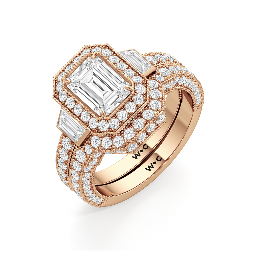 The Steinman Diamond Wedding Band with 18KT Rose Gold Cut Diamond in 14KT Rose Gold view 6
