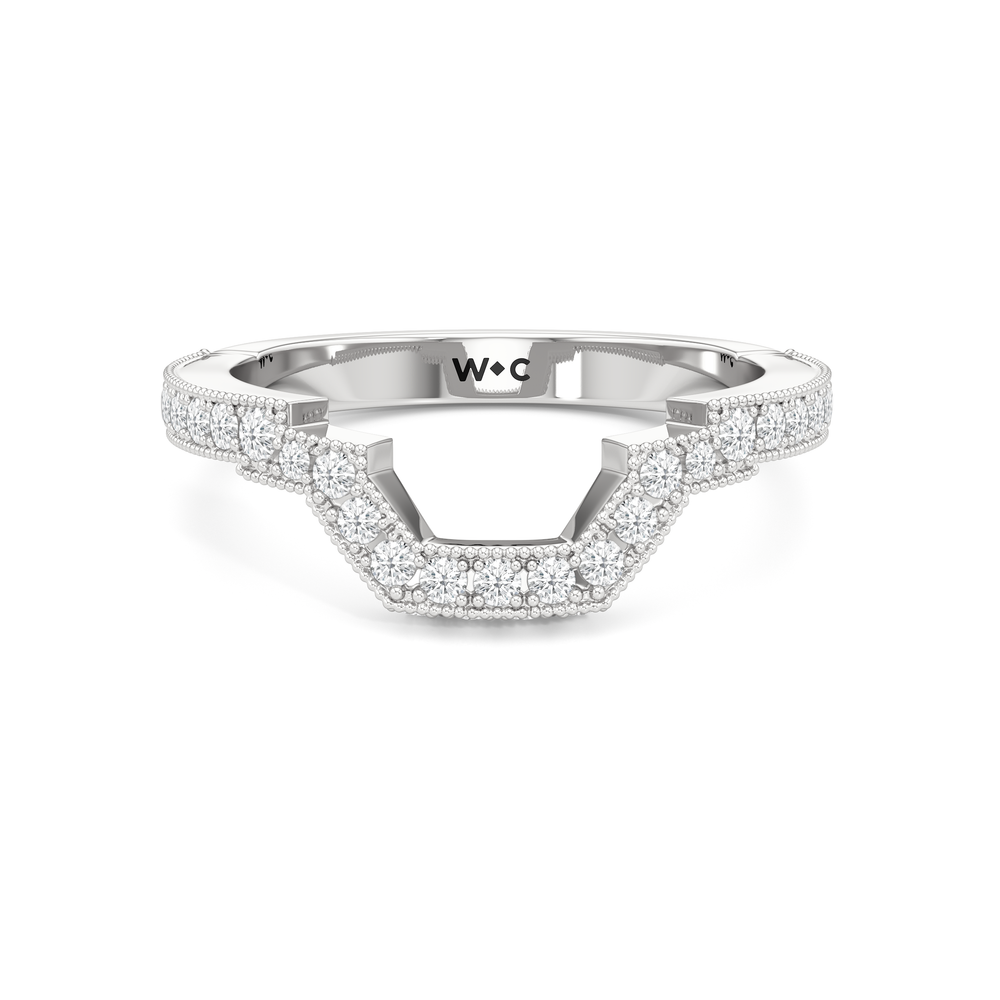 The Steinman Diamond Wedding Band with Platinum Cut Diamond in 14KT Platinum view 1
