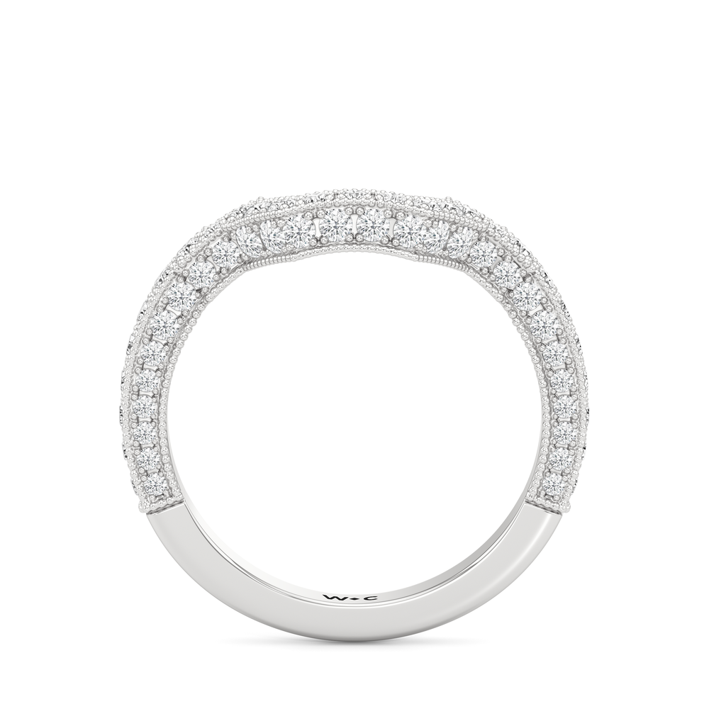 The Steinman Diamond Wedding Band with Platinum Cut Diamond in 14KT Platinum view 4
