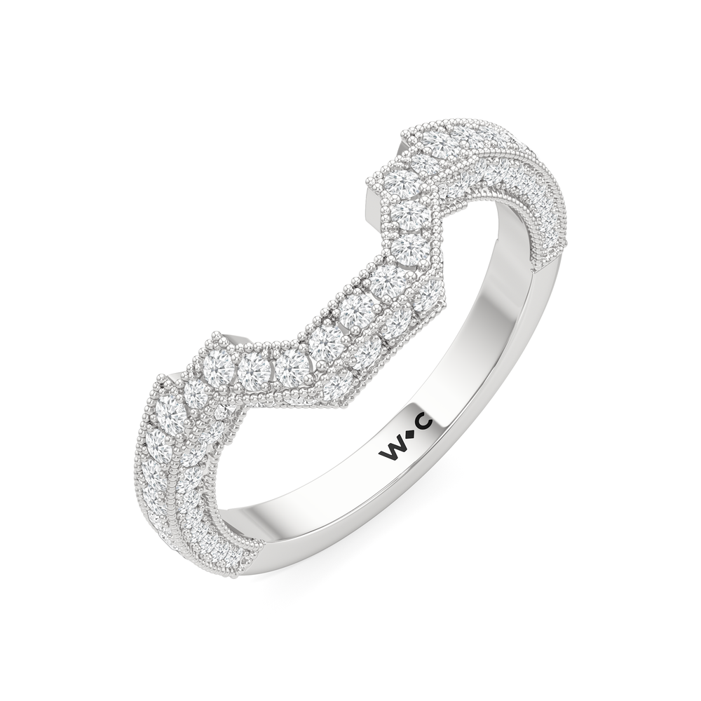 The Steinman Diamond Wedding Band with Platinum Cut Diamond in 14KT Platinum view 5
