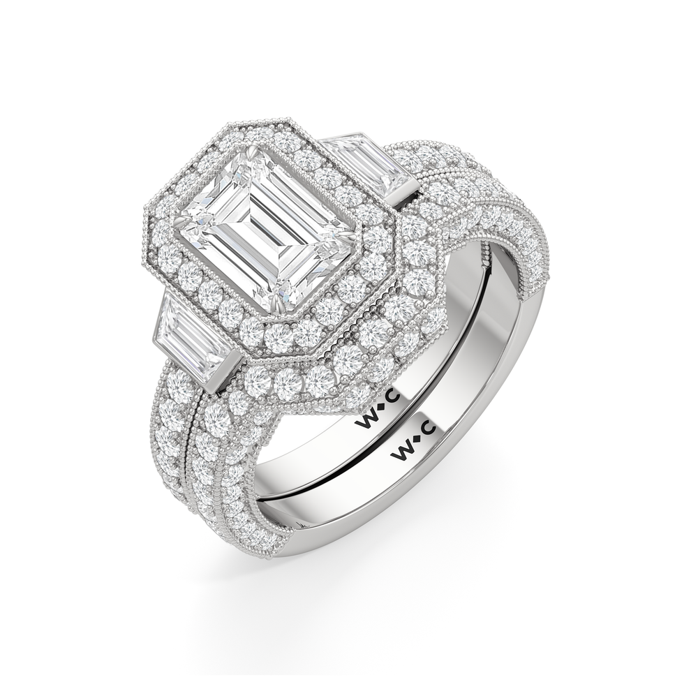 The Steinman Diamond Wedding Band with Platinum Cut Diamond in 14KT Platinum view 6
