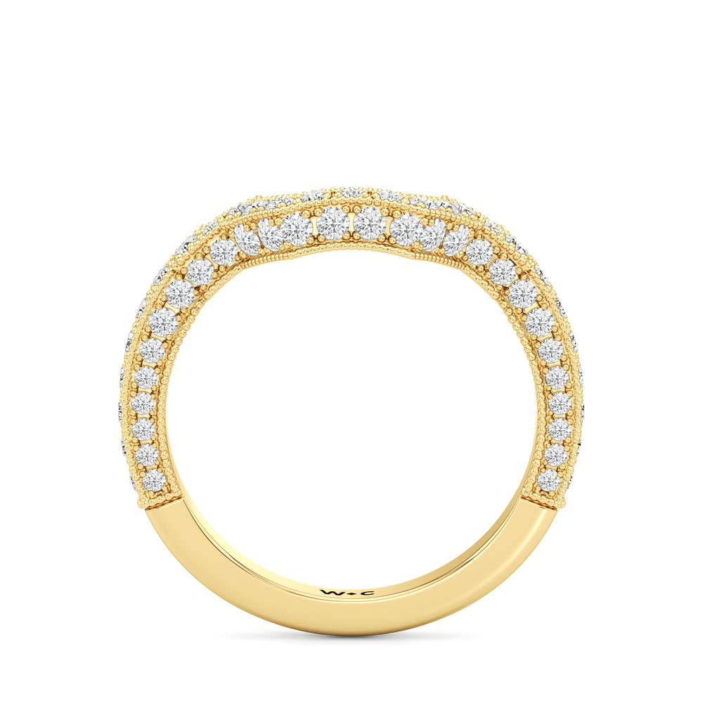 The Steinman Diamond Wedding Band with 18KT Yellow Gold Cut Diamond in 14KT Yellow Gold view 4
