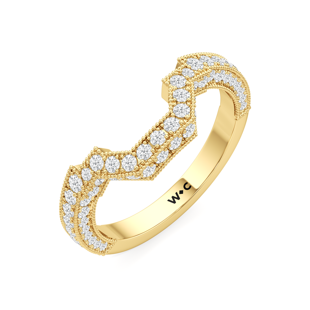 The Steinman Diamond Wedding Band with 18KT Yellow Gold Cut Diamond in 14KT Yellow Gold view 5
