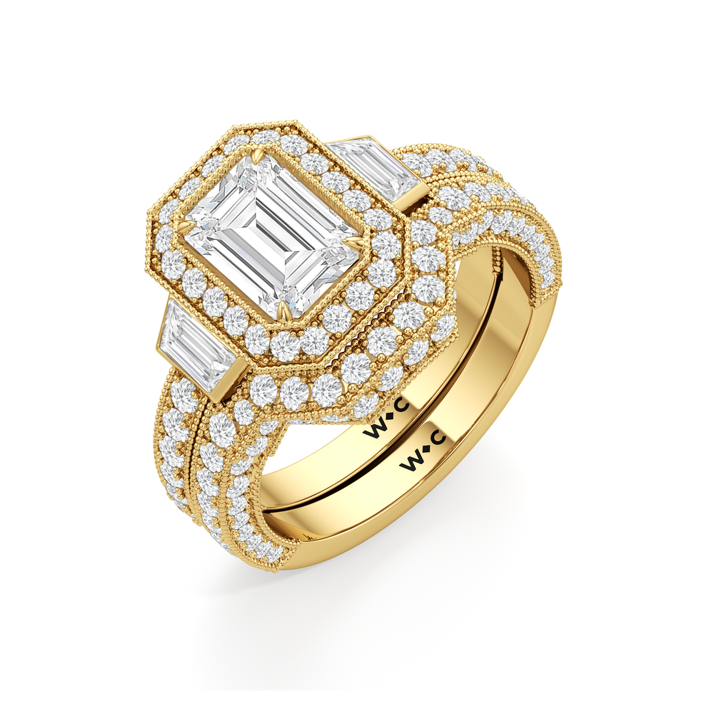 The Steinman Diamond Wedding Band with 18KT Yellow Gold Cut Diamond in 14KT Yellow Gold view 6
