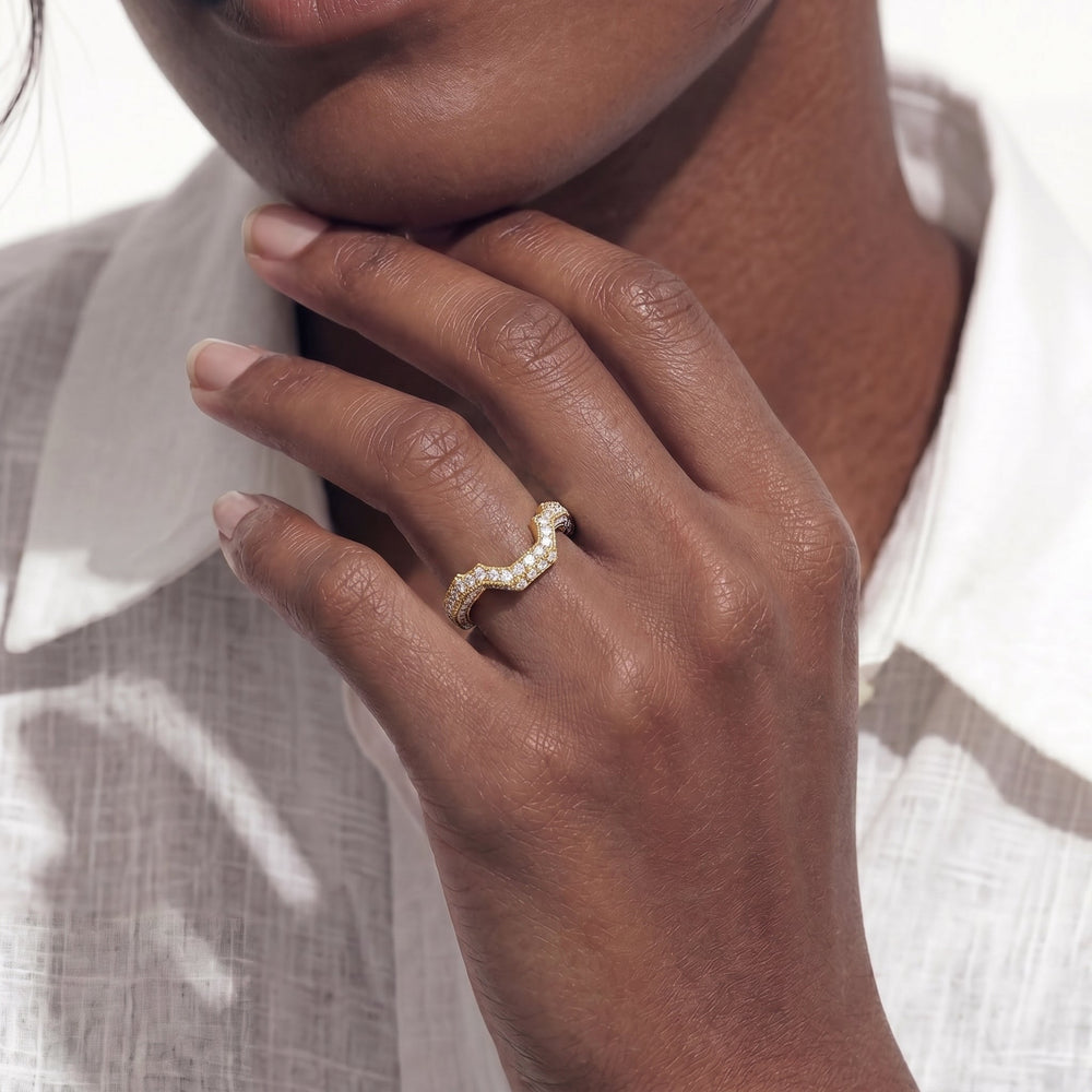 The Steinman Diamond Wedding Band with 18KT Rose Gold Cut Diamond in 14KT Rose Gold view 2
