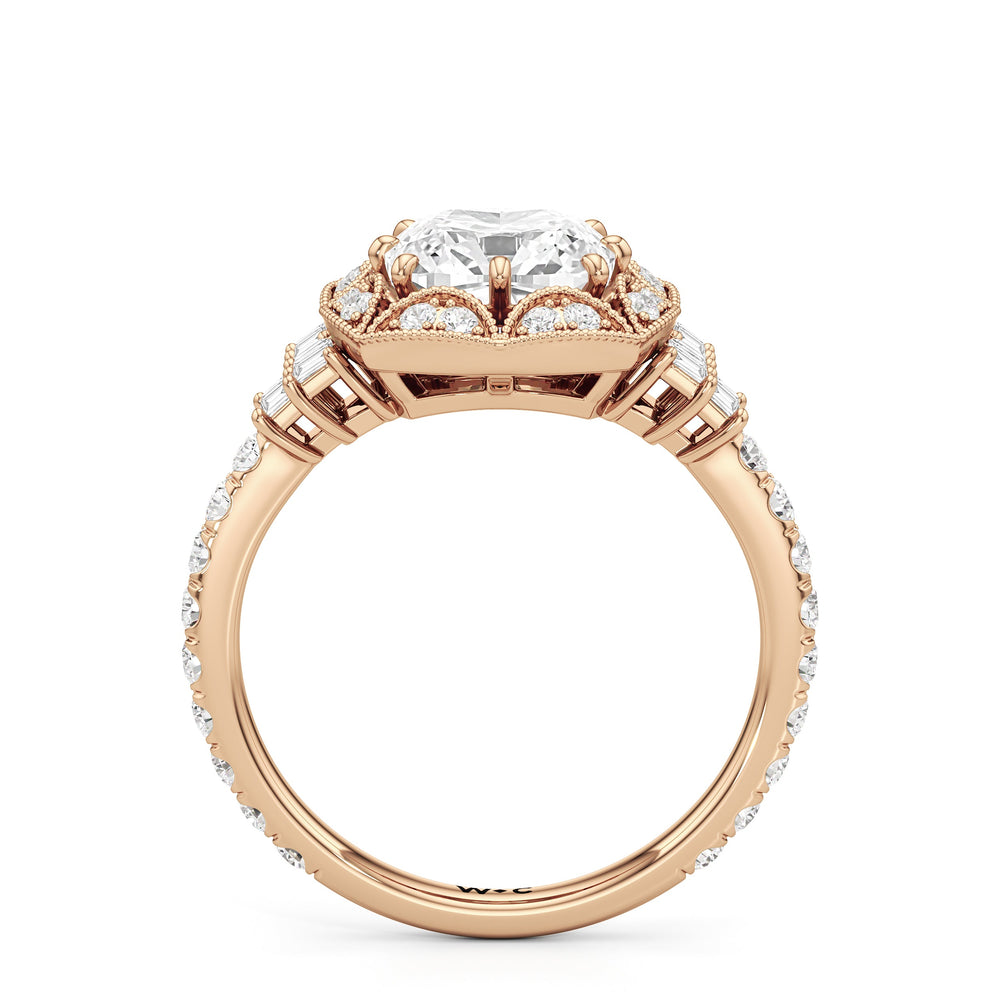 Cushion Cut The Crown Ring with Lab Grown Diamond in 14KT Rose Gold view 3
