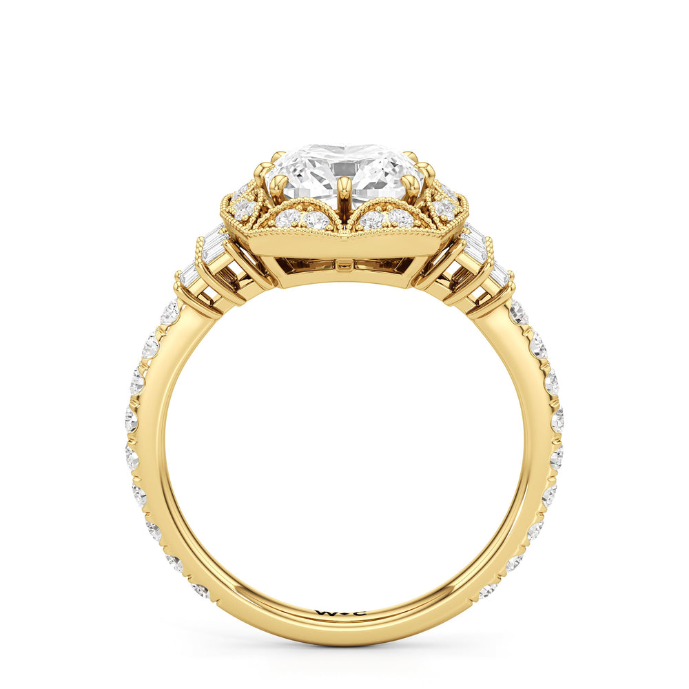 Cushion Cut The Crown Ring with Lab Grown Diamond in 14KT Yellow Gold view 3
