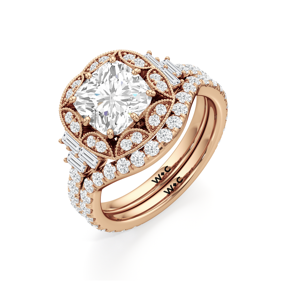 The Crown Diamond Wedding Band with 18KT Rose Gold Cut Diamond in 14KT Rose Gold view 7
